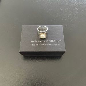 Silpada Hammered Sterling Silver Freshwater Pearl Ring
